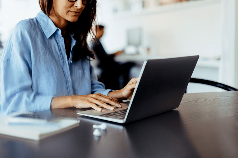 Girl working with a computer